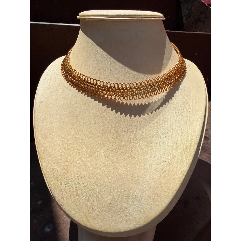 Avon Gold Tone Lace Lacy Filigree Openwork Wire Wirework Choker Collar Necklace